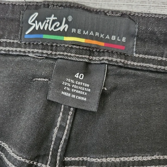 Black and Red Splatter Paint Distressed Men's Biker Shorts (Size 40 & 42) - Picture 7 of 15